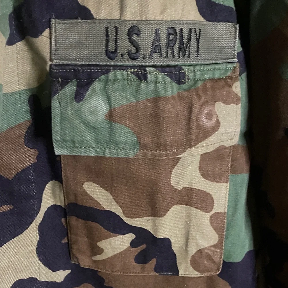 Vintage Woodland Camouflage Military Jacket subdued 1st Cavalry Division Large - Picture 3 of 9